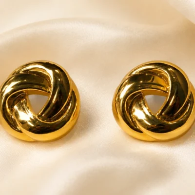 Golden Knot Stud Earrings