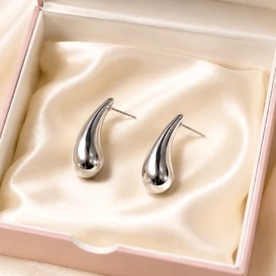 Silver Teardrop Dangle Earrings