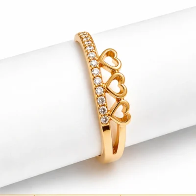 Golden Heart Crown Ring