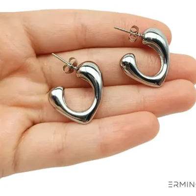 Silver Crescent Hoop Earrings