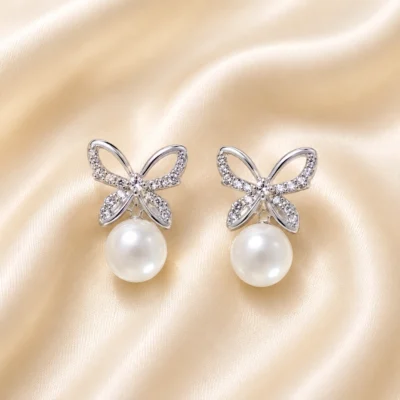 Luna Butterfly Pearl Studs