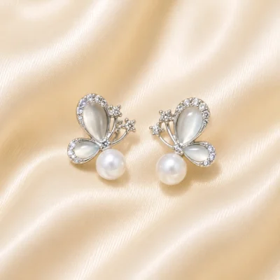 Pearl Flutter Bow Earrings