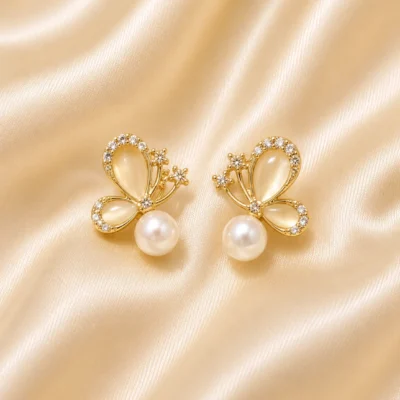 Golden Butterfly Studs